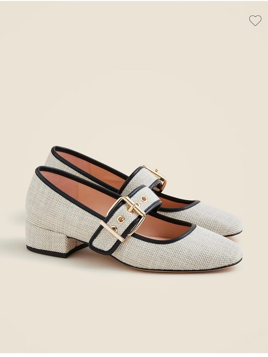 J. Crew Shoes - NEW J.Crew Teagan Cream Mary Jane Spanish Canvas Heels with gold buckle detail